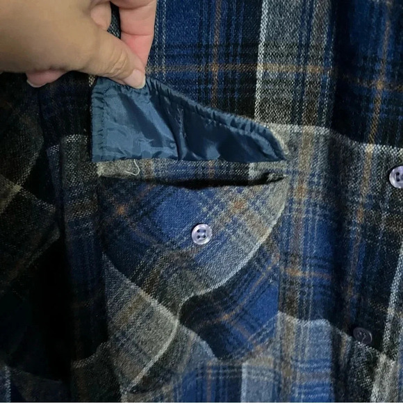 Vancort Blue Plaid Wool Blend Button Down Shirt Size XL - Picture 3 of 9